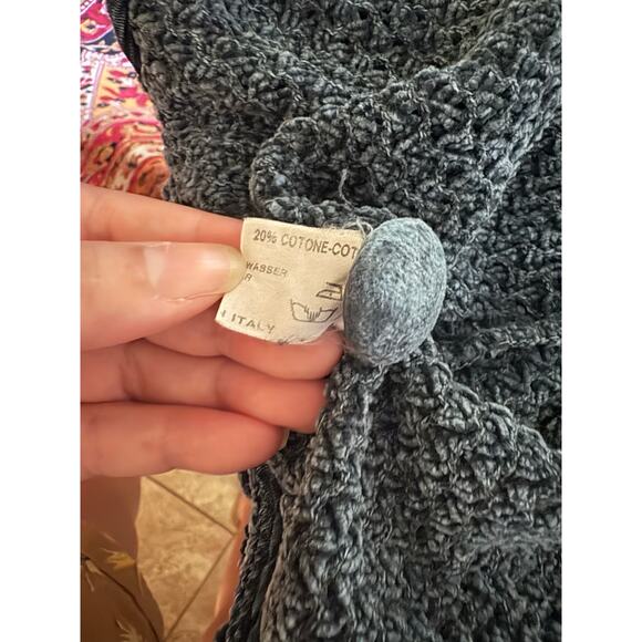 80s VTG Chorisia Italy Crochet Knit Boho Tunic Vest Blue/Gray Floral Lace M/L - Picture 4 of 6